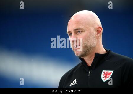 Fileboto vom 05-06-2021 von Wales-Trainer Rob Page wird nach dem internationalen Freundschaftsspiel im Cardiff City Stadium, Wales, interviewt. Bilddatum: Samstag, 5. Juni 2021. Ausgabedatum: Dienstag, 15. Juni 2021. Stockfoto