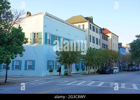 Charleston, SC -21. November 2019 - Blick auf den alten und Historischen Bezirk Charleston, die älteste und zweitgrößte Stadt in South Carolina. Stockfoto