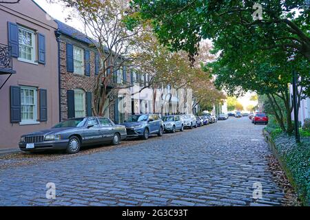 Charleston, SC -21. November 2019 - Blick auf den alten und Historischen Bezirk Charleston, die älteste und zweitgrößte Stadt in South Carolina. Stockfoto