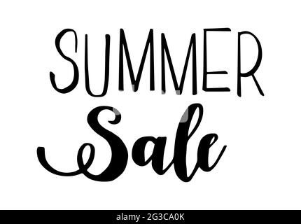 Schriftzug im Sommerangebot. Handgeschriebener trendiger Satz. Vektorgrafik. Stock Vektor