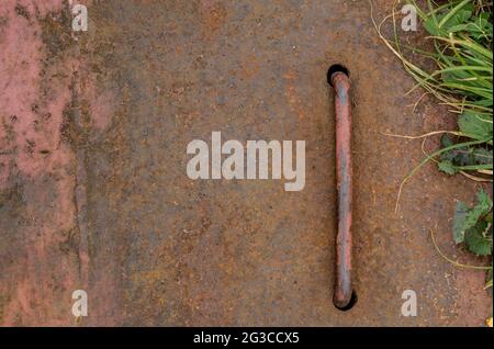 Verrostete Metallstruktur, altes Blech mit Rost bedeckt, Hintergrund für verschiedene Projekte Stockfoto