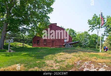 Das Old York Gefängnis - 1720 - eines der ältesten Gefängnisgebäude in den USA - York Village, Maine, USA. Eine historische Stätte. Stockfoto