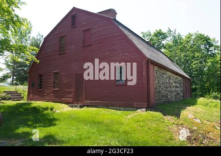 Das Old York Gefängnis - 1720 - eines der ältesten Gefängnisgebäude in den USA - York Village, Maine, USA. Eine historische Stätte. Stockfoto