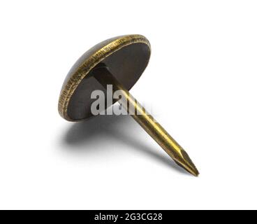 Große Messing Tack Ausschnitt auf weißem Hintergrund. Stockfoto