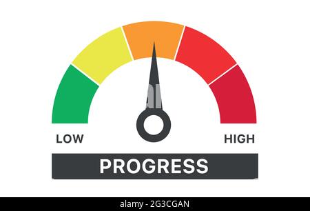 Fortschrittsanzeige. Tachometer mit grafischem Element. Gutschriftenklassen-Manometer. Vektor Stock Vektor