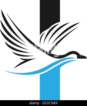 Buchstabe I mit Ente Symbol Logo Design Illustration Vektor Stock Vektor