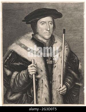 Porträt von Thomas Howard, Graf von Norfolk. Porträt des englischen Staatsmannes Thomas Howard, Graf von Norfolk. Zu seinem Hals das Zeichen der Strumpfreihenfolge. Stockfoto