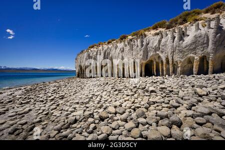 Geheimnisvolle Steinsäulen des Sees Crawley, Kalifornien, USA Stockfoto