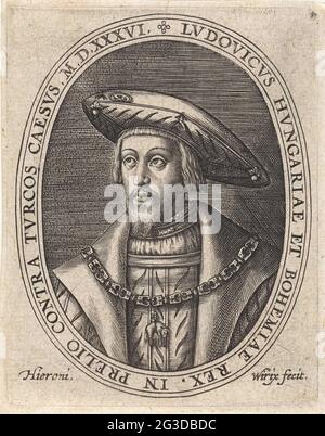 Porträt von Ludwig II., König von Böhmen und Ungarn. Er trägt eine Kette mit der Reihenfolge des goldenen Fleece. Stockfoto