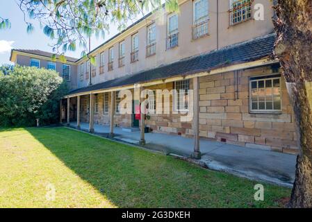 Teil des Gladesville Psychiatric Hospital im kolonialen georgianischen Stil in Sydney, Australien, das ab 1838-1993 in Betrieb war Stockfoto