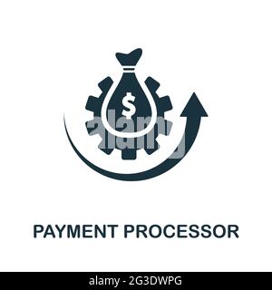 Symbol Zahlungsverarbeitung. Einfaches kreatives Element. Ausgefülltes monochromes Payment Processor-Symbol für Vorlagen, Infografiken und Banner Stock Vektor