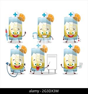 Arzt Beruf Emoticon mit singani Zeichentrickfigur. Vektorgrafik Stock Vektor