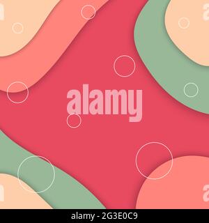 Wave Papier Schnitt abstraktes Design Hintergrund Vorlage mit Sommer Pastellfarbe Stock Vektor