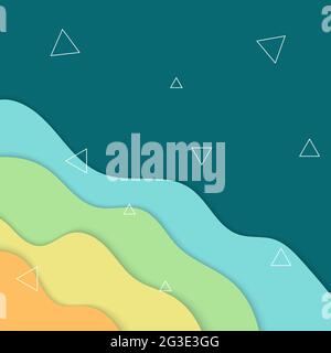 Wave Papier Schnitt abstraktes Design Hintergrund Vorlage Vektor mit Sommer Farbe Stock Vektor