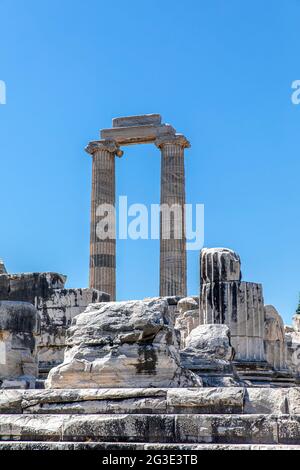 Didyma Apollon Tempelruinen, Aydın, Türkei. Stockfoto