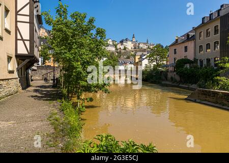 Blick auf die Stadt Luxemburg an der Alzette Stockfoto