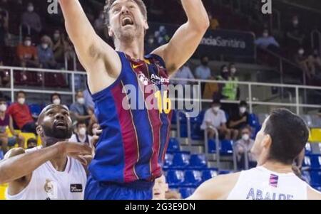 Barcelona, Spanien. Juni 2021. Liga Endesa Basketballspiel FC Barcelona gegen Real Madrid im Palau Blaugrana, in Barcelona 15. Juni 2021. In Bildern: Pau Gasol POOL/ FC Barcelona/Cordon Pres die Bilder sind nur für redaktionelle Zwecke bestimmt. Nur für den freien Vertrieb, NICHT ZUM VERKAUF. Pflichtschein: © FC Barcelona Kredit: CORDON PRESS/Alamy Live News Stockfoto