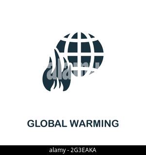 Symbol für die globale Erwärmung. Monochromes einfaches Element aus der Sammlung der Ölindustrie. Creative Global Warming Symbol für Web-Design, Vorlagen, Infografiken und Stock Vektor