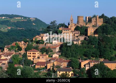 FRANKREICH. RHONE (69) CHATILLON D'AZERGUES BEAUJOLAIS STEINIGT DOREE LE VILLAGE Stockfoto