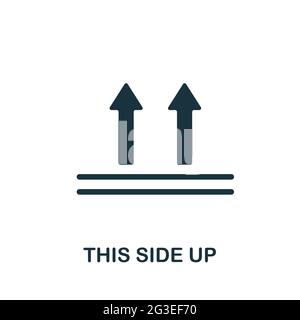 Symbol für diese Seite nach oben. Monochromes einfaches Element aus der Verpackungskollektion. Kreativ Dieses Side-up-Symbol für Webdesign, Vorlagen, Infografiken und mehr Stock Vektor
