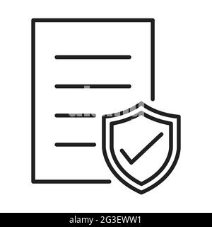 Symbolvektor für die Vertragsabdeckung Symbol für die Versicherungspolice Symbol für die Risikoabdeckung Dokumentschild für Grafikdesign, Logo, Website, soziale Medien, mobile App, ui ill Stock Vektor