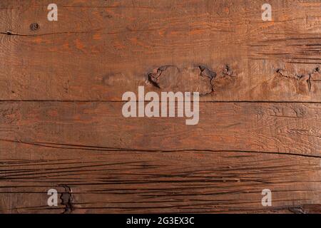 Der rustikale Holzhintergrund eignet sich für verschiedene Arten von Fotos im Vintage-Stil. Retro-Stil, der Hintergrund von patinierten Brettern. Stockfoto