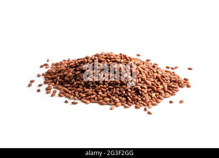 Haufen von Kresse einfache Samen auf weiß isoliert bereit zu Pflanzen Stockfoto