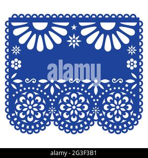 Mexikanisches Papel Picado Vektor-Template-Design inspiriert von traditionellen ausgeschnittenen Dekoration mit Blumen und geometrischen Formen - Grußkarte oder Wedding i Stock Vektor