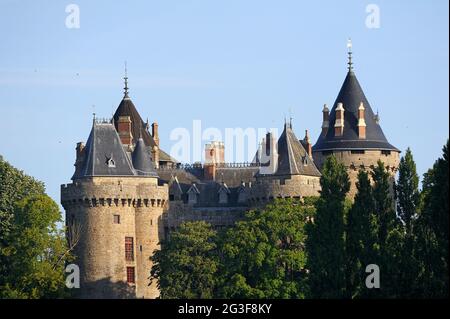 FRANKREICH. BRETAGNE. ILE ET VILAINE (35) COMBOURG.DAS SCHLOSS. (BILD NICHT VERFÜGBAR FÜR KALENDER ODER POSTKARTEN) Stockfoto