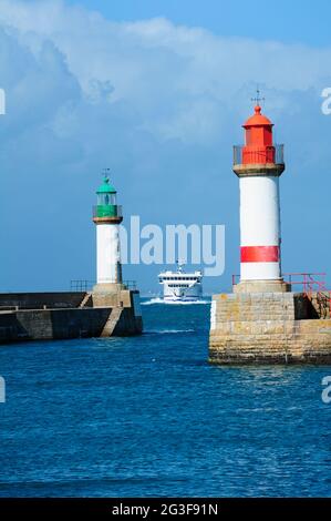 FRANKREICH. BRETAGNE. MORBIHAN (56) GROIX ISLAND. PORTUDY. (BILD NICHT VERFÜGBAR FÜR KALENDER ODER POSTKARTEN) Stockfoto