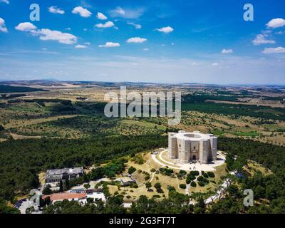 Castel del Monte Luftbild, unesco-Weltkulturerbe von oben, Apulien Stockfoto