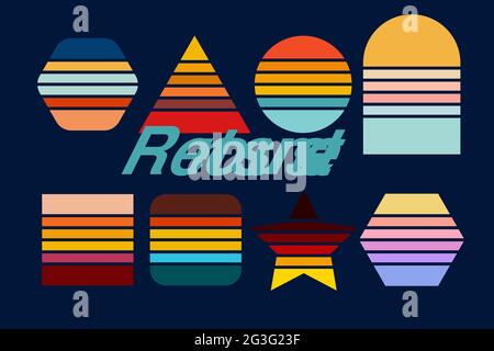 Sonnenuntergang im Retro-Stil. Vintage Sun Kollektion im Stil der 70er Jahre. Stock Vektor