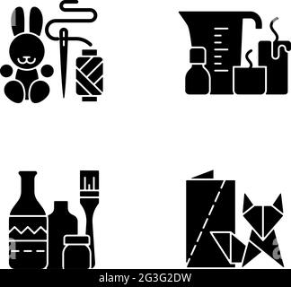 Trendige Kunsthandwerk schwarzen Glyphen Symbole auf weißem Raum gesetzt Stock Vektor