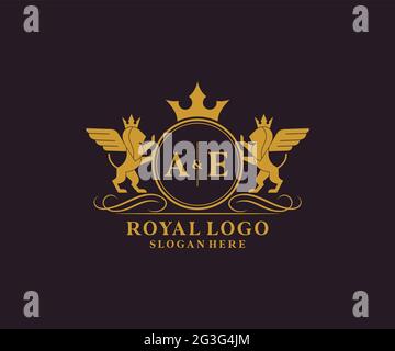 AE Letter Lion Royal Luxury Heraldik, Crest Logo Vorlage in Vektorgrafik für Restaurant, Royalty, Boutique, Cafe, Hotel, Heraldik, Schmuck, Mode und Stock Vektor