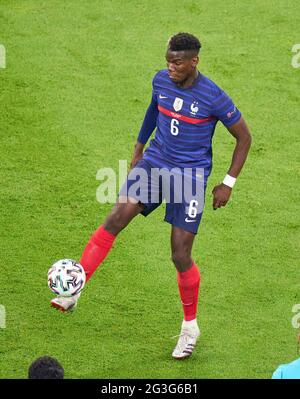 Paul POGBA, FRA 6 im Gruppe-F-Spiel FRANKREICH - DEUTSCHLAND 1-0 bei der Fußball-UEFA-Europameisterschaft 2020 in der Saison 2020/2021 am 15. Juni 2021 in München, Deutschland. © Peter Schatz / Alamy Live News Stockfoto