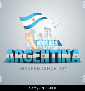 Happy Independence Day Argentinien. vektor-Illustration von Argentinien Flagge und 3d-Brief. Poster, Banner, Vorlage Design Stock Vektor