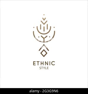 Vektorlogo der Vorlage für geometrische Elemente. Sakrales Symbol für Tintenfahnchen. Umreißen Symbol der abstrakten Formen Stock Vektor
