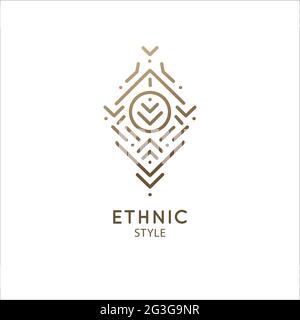 Vektorlogo der Vorlage für geometrische Elemente. Sakrales Symbol für Tintenfahnchen. Umreißen Symbol der abstrakten Formen Stock Vektor