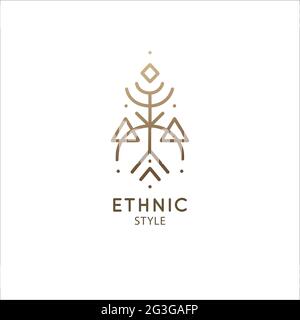 Vektorlogo der Vorlage für geometrische Elemente. Sakrales Symbol für Tintenfahnchen. Umreißen Symbol der abstrakten Formen Stock Vektor