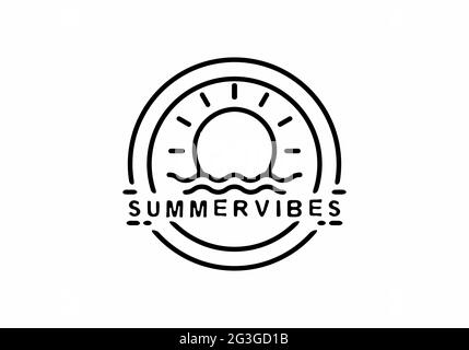 Sommer vibes Strand Linie Kunst Illustration Abzeichen Design Stock Vektor