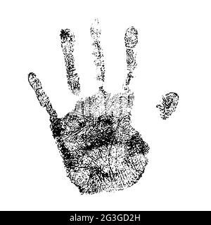 Human Palm Print schlichte schwarze detailierte Silhouette auf Weiß Stock Vektor