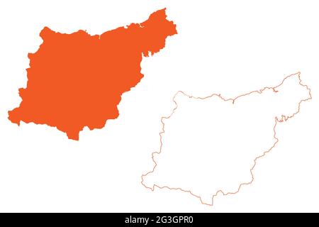Provinz Gipuzkoa (Königreich Spanien, Baskische Autonome Gemeinschaft, Baskenland) Kartenvektordarstellung, Skizze Gipuzkoa Karte Stock Vektor