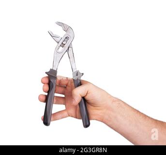 Paar Maulwurfgriffe aus Stahl mit verstellbaren Backen Stockfoto