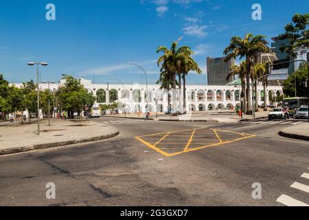 RIO DE JANEIRO, BRASILIEN - 28. JANUAR 2015: Aquädukt Carioca in Rio de Janeiro. Stockfoto