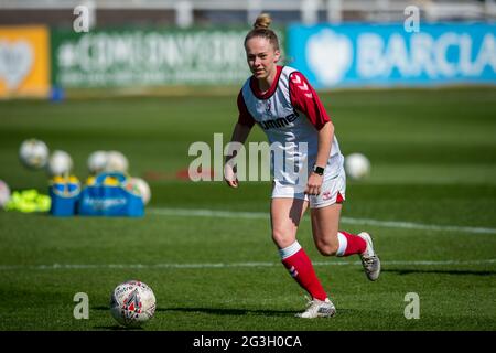 Bath, England, 04. April 2021. Barclays FA Women's Super League-Spiel zwischen Bristol City und Arsenal, gespielt im Twerton Park, Bath. Stockfoto