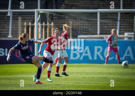 Bath, England, 04. April 2021. Barclays FA Women's Super League-Spiel zwischen Bristol City und Arsenal, gespielt im Twerton Park, Bath. Stockfoto