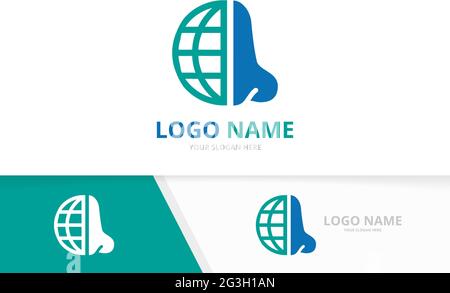 Vector Nose und Globe Logo Kombination. HNO-Klinik, Design-Vorlage für otolaryngologische Logotypen. Stock Vektor