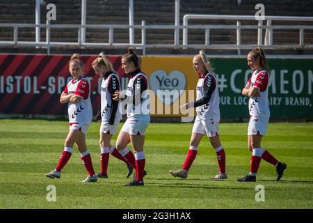 Bath, England, 04. April 2021. Barclays FA Women's Super League-Spiel zwischen Bristol City und Arsenal, gespielt im Twerton Park, Bath. Stockfoto