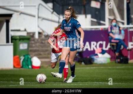 Bath, England, 04. April 2021. Barclays FA Women's Super League-Spiel zwischen Bristol City und Arsenal, gespielt im Twerton Park, Bath. Stockfoto