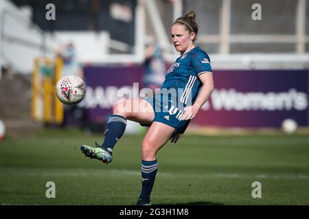 Bath, England, 04. April 2021. Barclays FA Women's Super League-Spiel zwischen Bristol City und Arsenal, gespielt im Twerton Park, Bath. Stockfoto